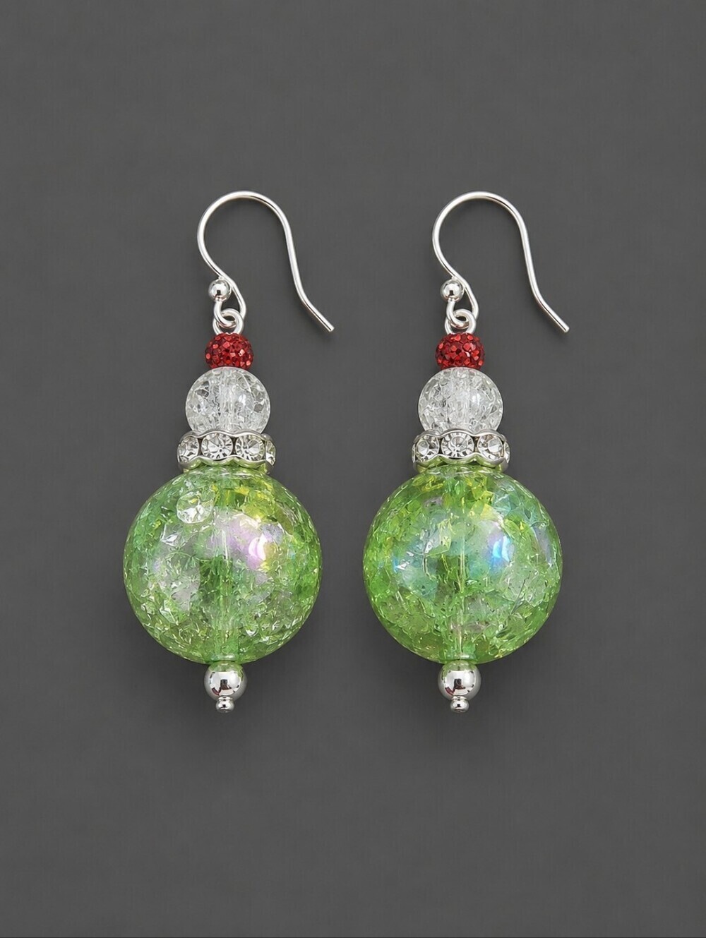 HANDMADE Glass Christmas Holiday Ornament Dangle Hook Earrings